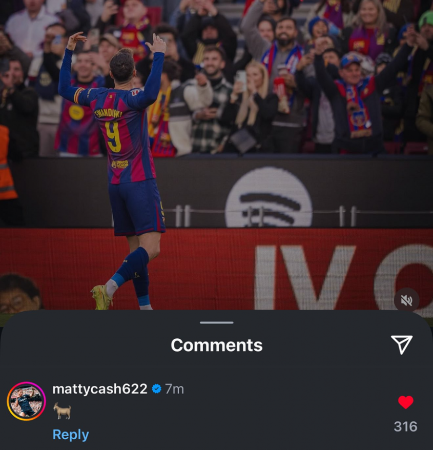 KOMENTARZ Matty'ego Casha pod zdjęciem Lewego po meczu z Bilbao <3